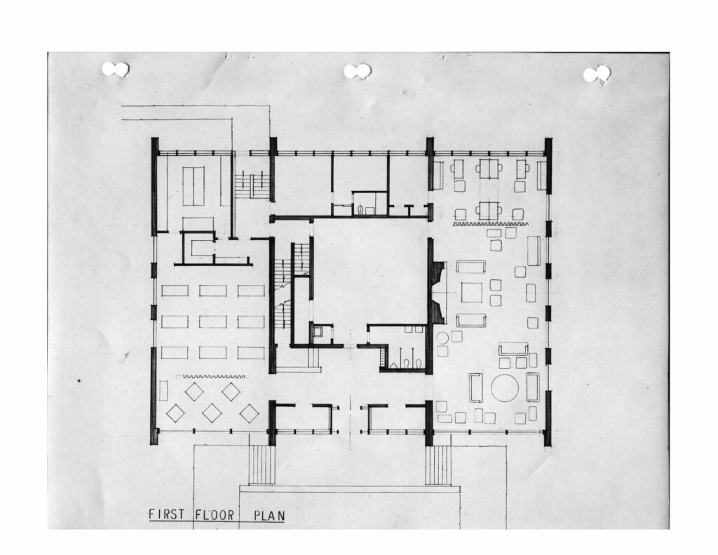 First floor plan from the original 1960 Gamma Beta shelter proposal